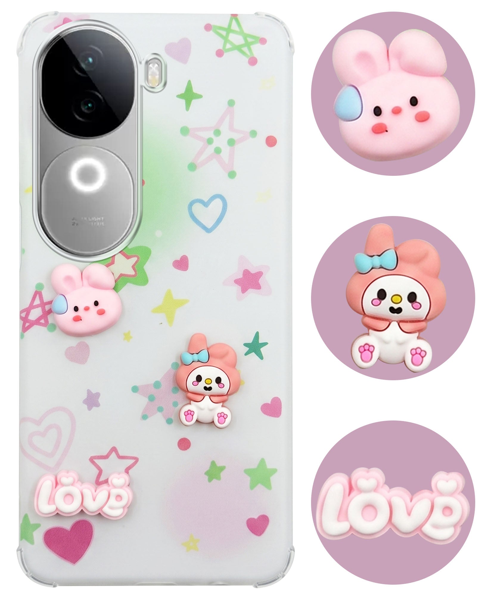 For Vivo iQOO Z9s Back Cover Case (3D Cute Cartoons | Hard Back Side Soft | Matte Premium Finish | HD Printing)