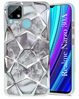 For Realme Narzo 30A Back Cover Case (Dual Design Glitter Sparkle and Detachable Diamond Print Case | Soft and Flexible)
