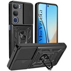 For Vivo Y29 Back Cover Case Hybrid Armor (Sliding Shutter Camera Protection | Polycarbonate |Ring Holder Kickstand)