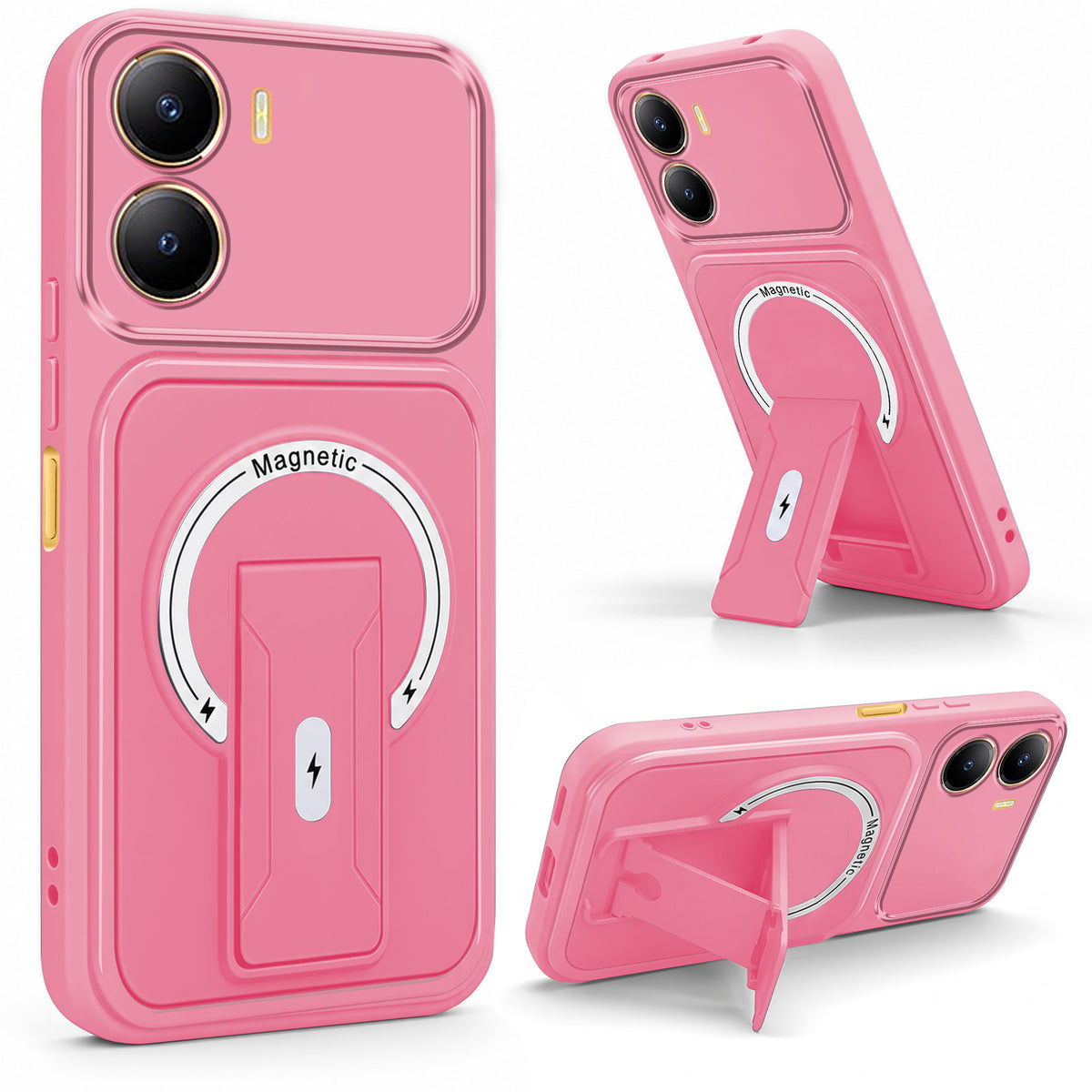 For Vivo Y56 5G Back Case Cover Metallic (Hybrid Armor Kickstand | MagSafe Compatible | Camera Protection Shockproof)