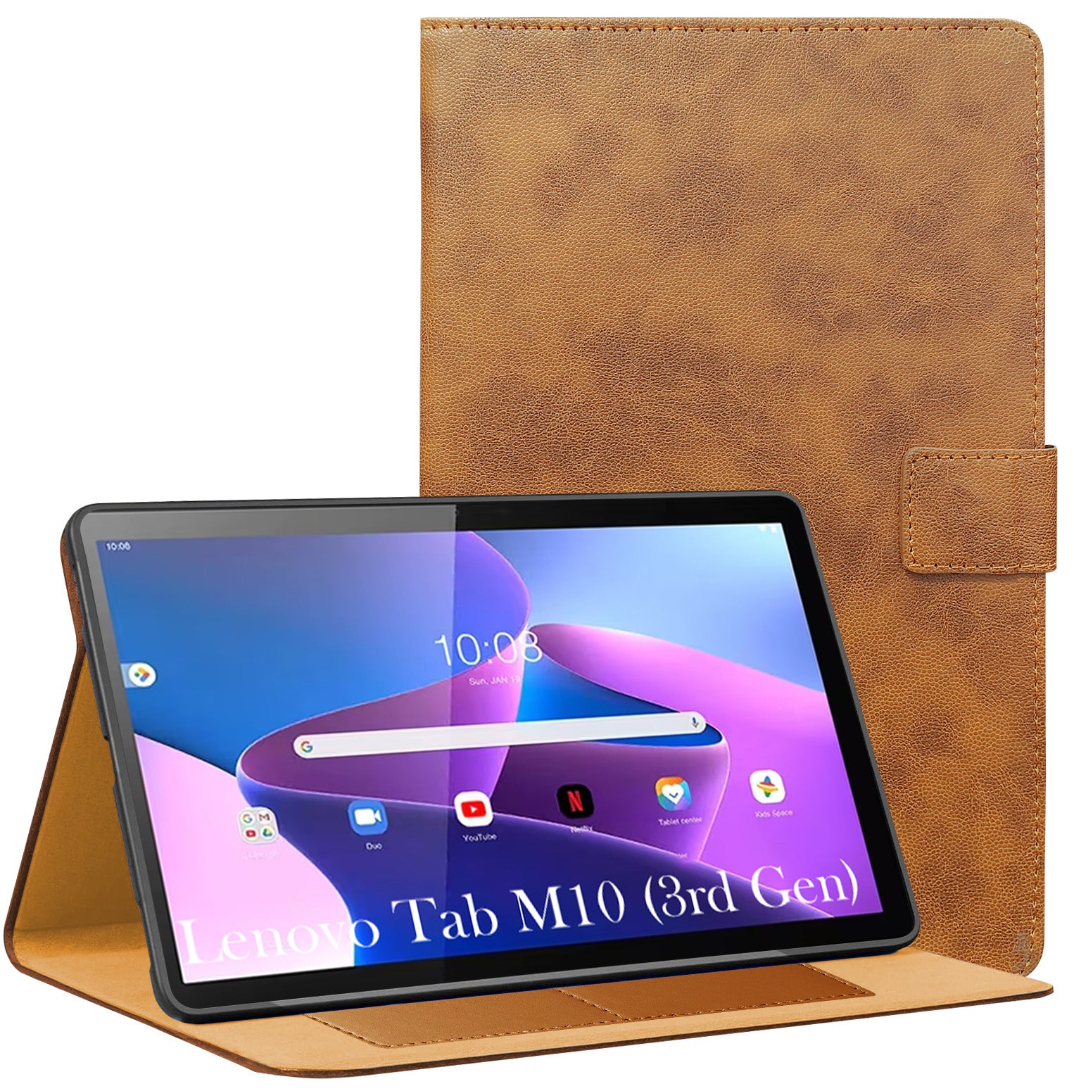 For Lenovo Tab M10 Gen 3 (TB328XU) Flip Cover Folio Cover 10.1 Inch (PU Leather | Multi-Angle Smart Stand | Card Storage Slots | Silicone Back Pouch)