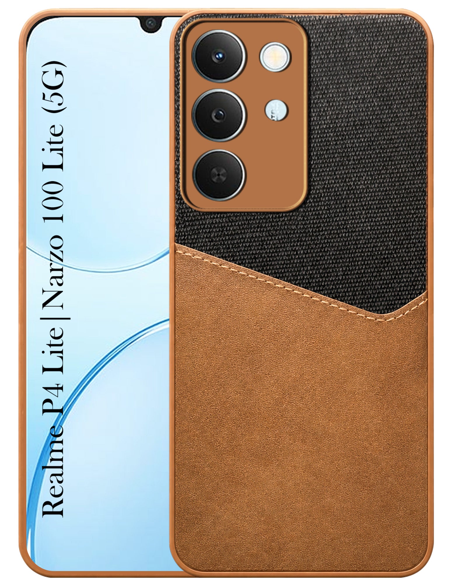 For Realme P4 Lite 5G | Narzo 100 Lite 5G Back Cover Case (Dual PU Leather Stitch | Professional Minimalist | Soft and Flexible)