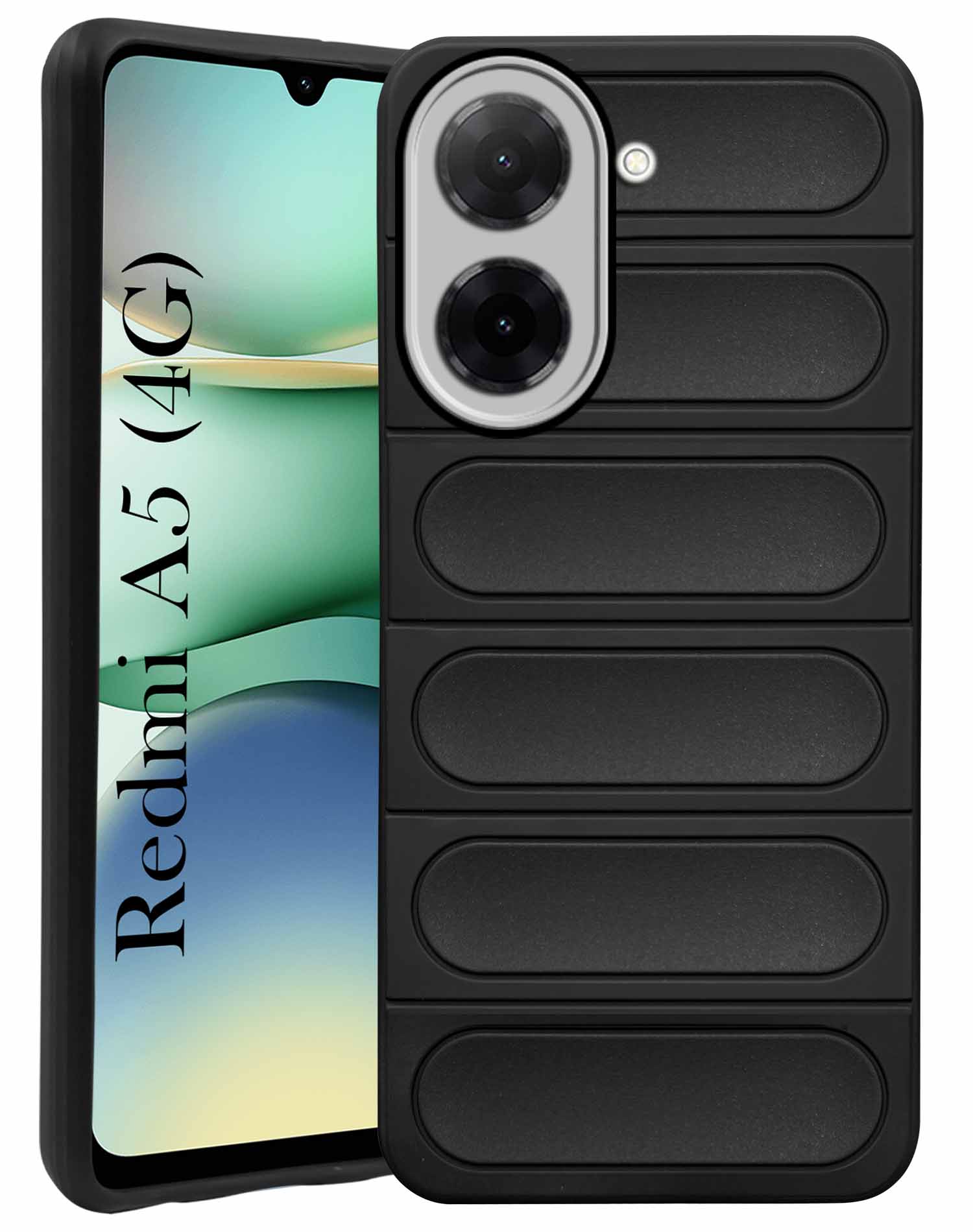 For Redmi A5 4G Back Cover Case (Matte Liquid Silicone| Camera Protection Ring | Professional Wave Design | Shockproof Anti Slip Grip )