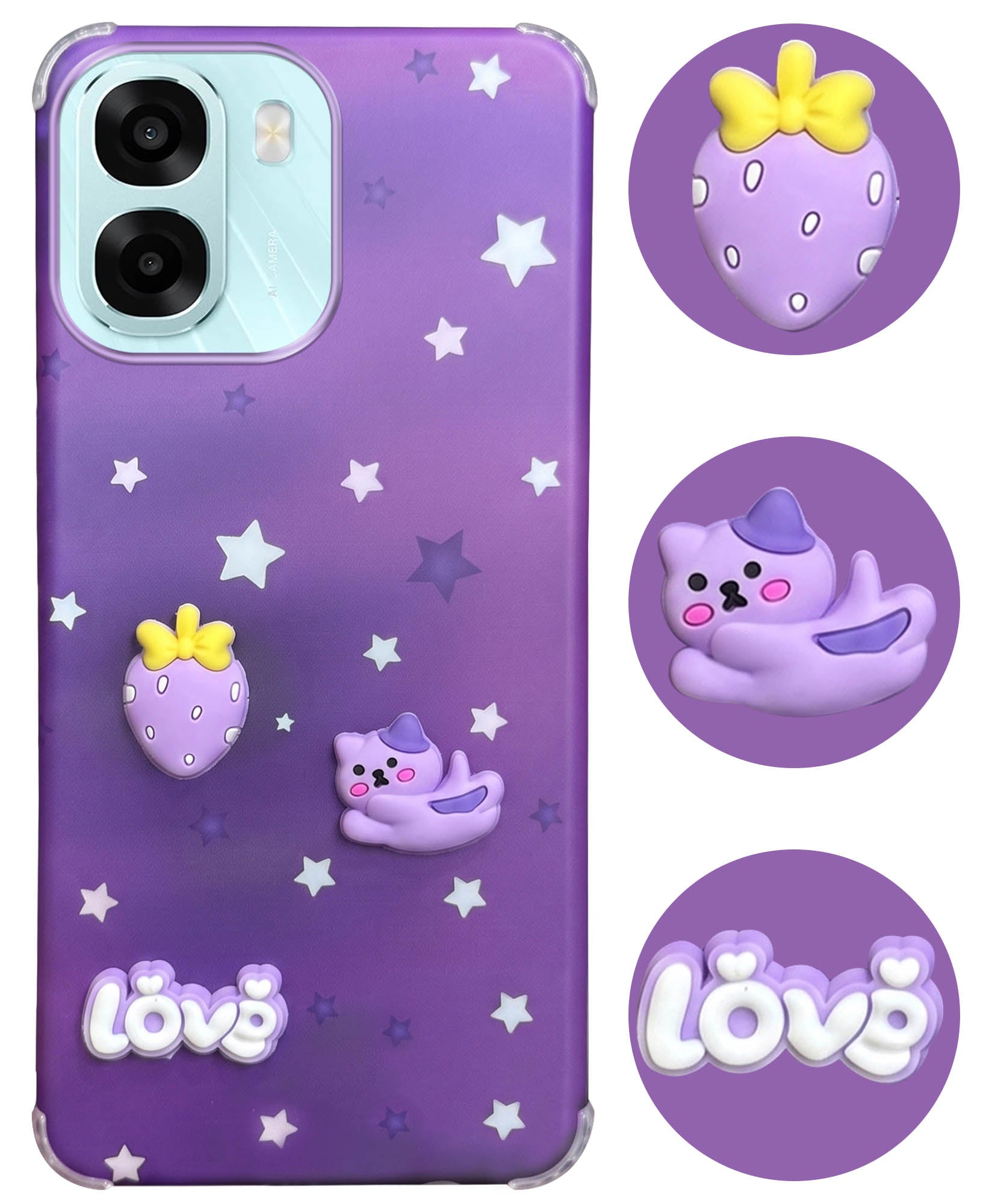 For Oppo A6X | Oppo A6S Back Cover Case (3D Cute Cartoons | Hard Back Side Soft | Matte Premium Finish | HD Printing)