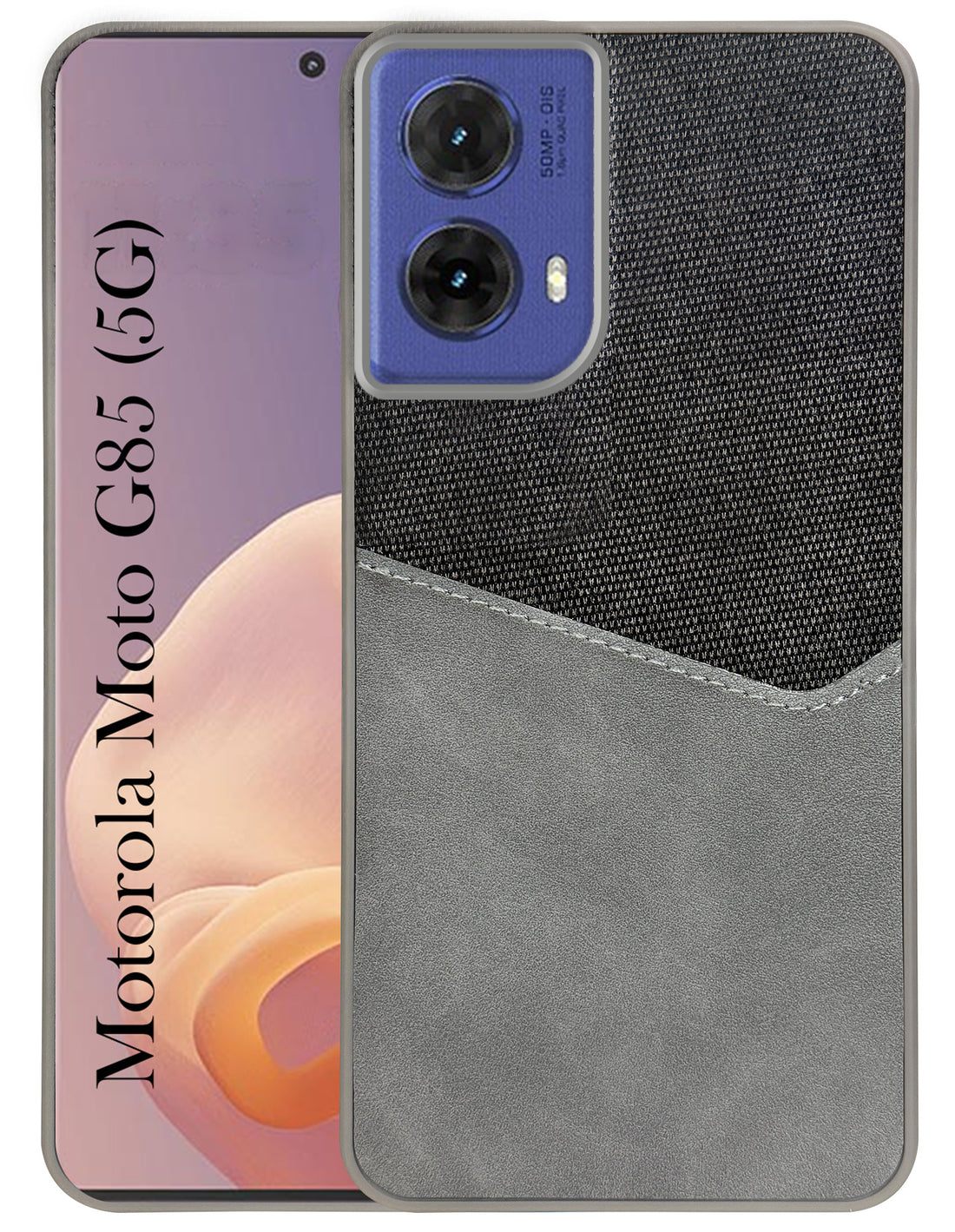 For Motorola Moto G85 Back Cover Case (Dual PU Leather Stitch | Professional Minimalist | Soft and Flexible)