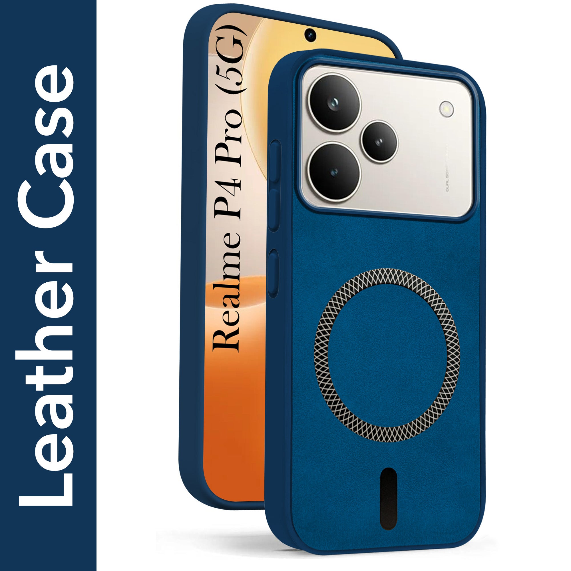For Realme P4 Pro Back Cover Case Leather Finish (MagSafe Compatible Wireless Charging | Soft Touch | Camera Bump Protection)