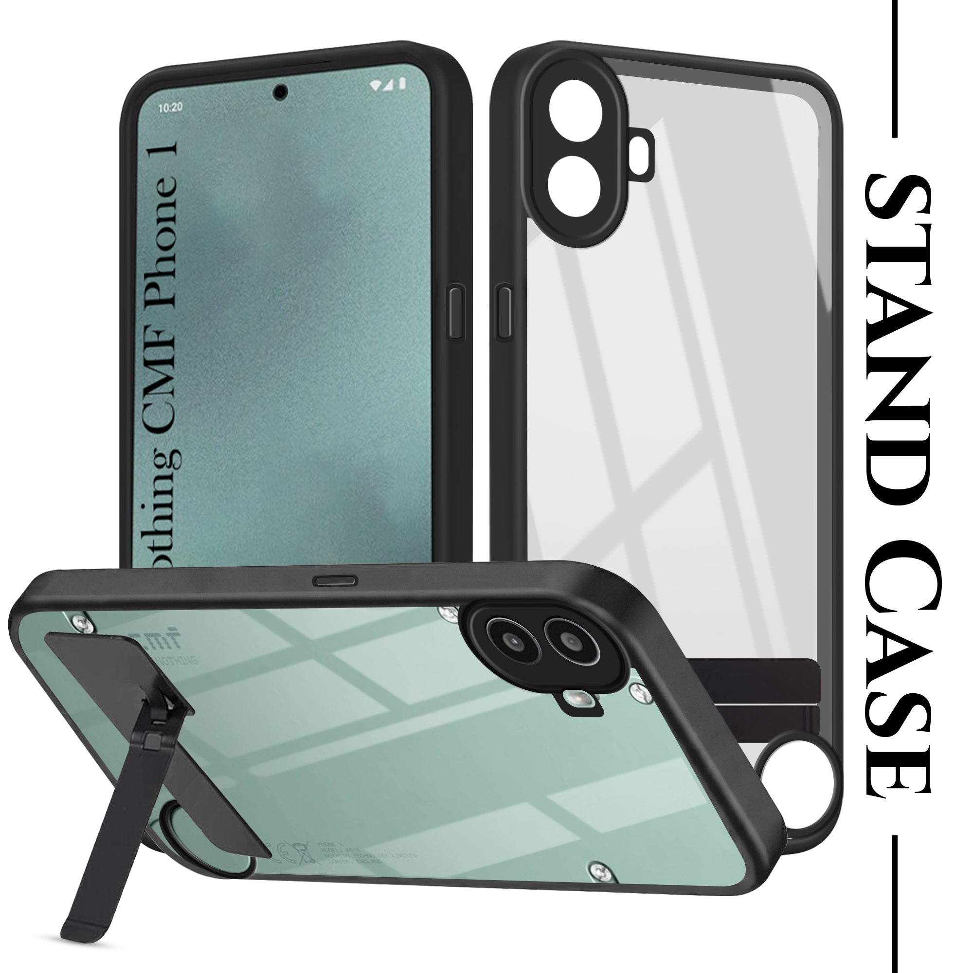 For Nothing CMF Phone 1 Back Cover Case (Built-in Stand | Lifetime Anti Yellow | Kickstand Shockproof | Camera Protection | MagSafe Compatible)