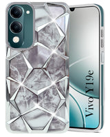 For Vivo Y19 | Vivo Y19e | Vivo T4 Lite Back Cover Case Girls (Dual Design Glitter Sparkle and Detachable Diamond Print Case | Soft and Flexible)