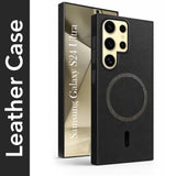 For Samsung Galaxy S24 Ultra Back Cover Case (Sleek Leather Finish | MagSafe Compatible Wireless Charging | Camera Bump Protection)