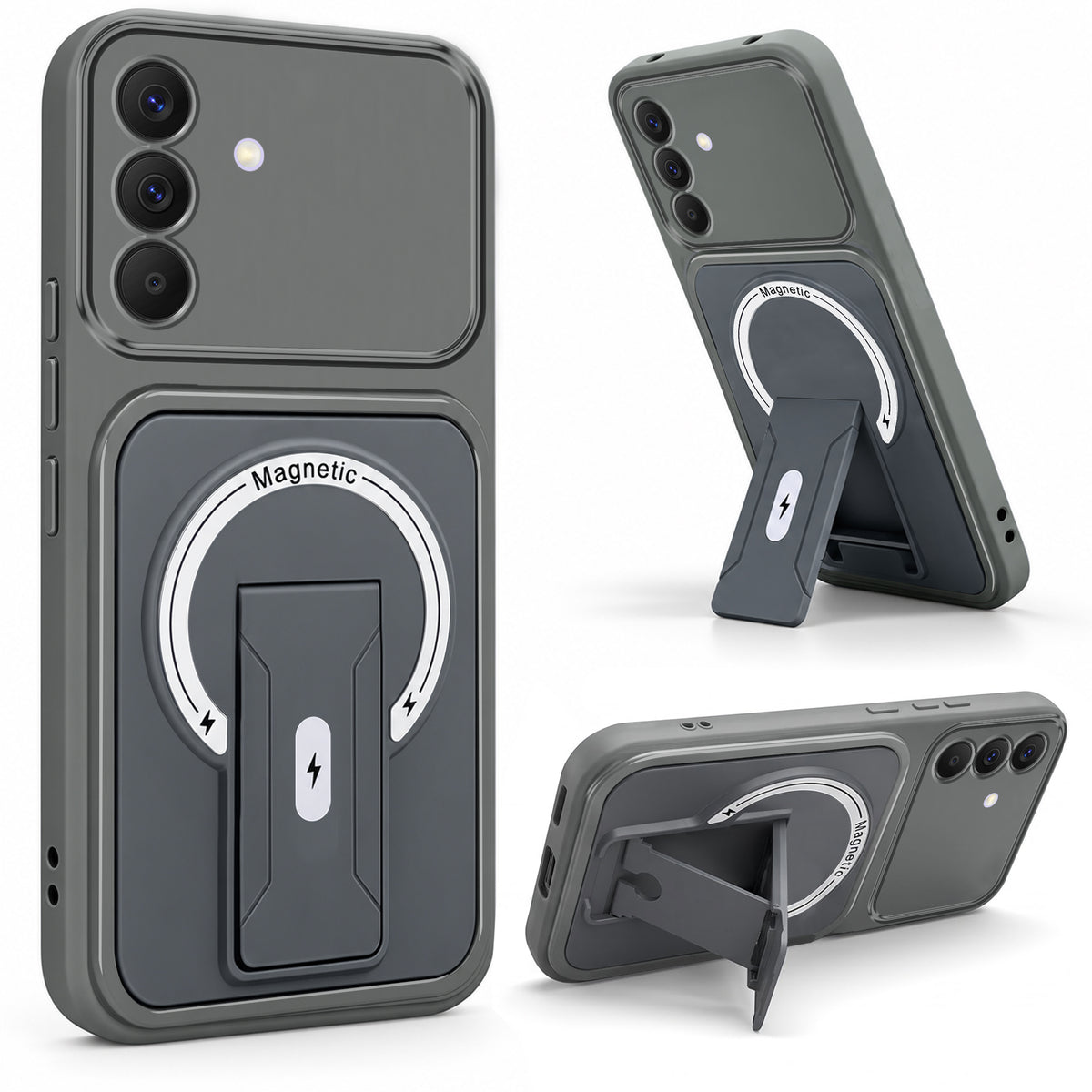For Samsung Galaxy A57 5G Back Case Cover Metallic (Hybrid Armor Kickstand | MagSafe Compatible | Camera Protection Shockproof)