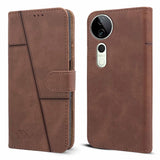 For Vivo T3 Ultra Flip Cover Case( Stitched Leather with Magnetic Closure)