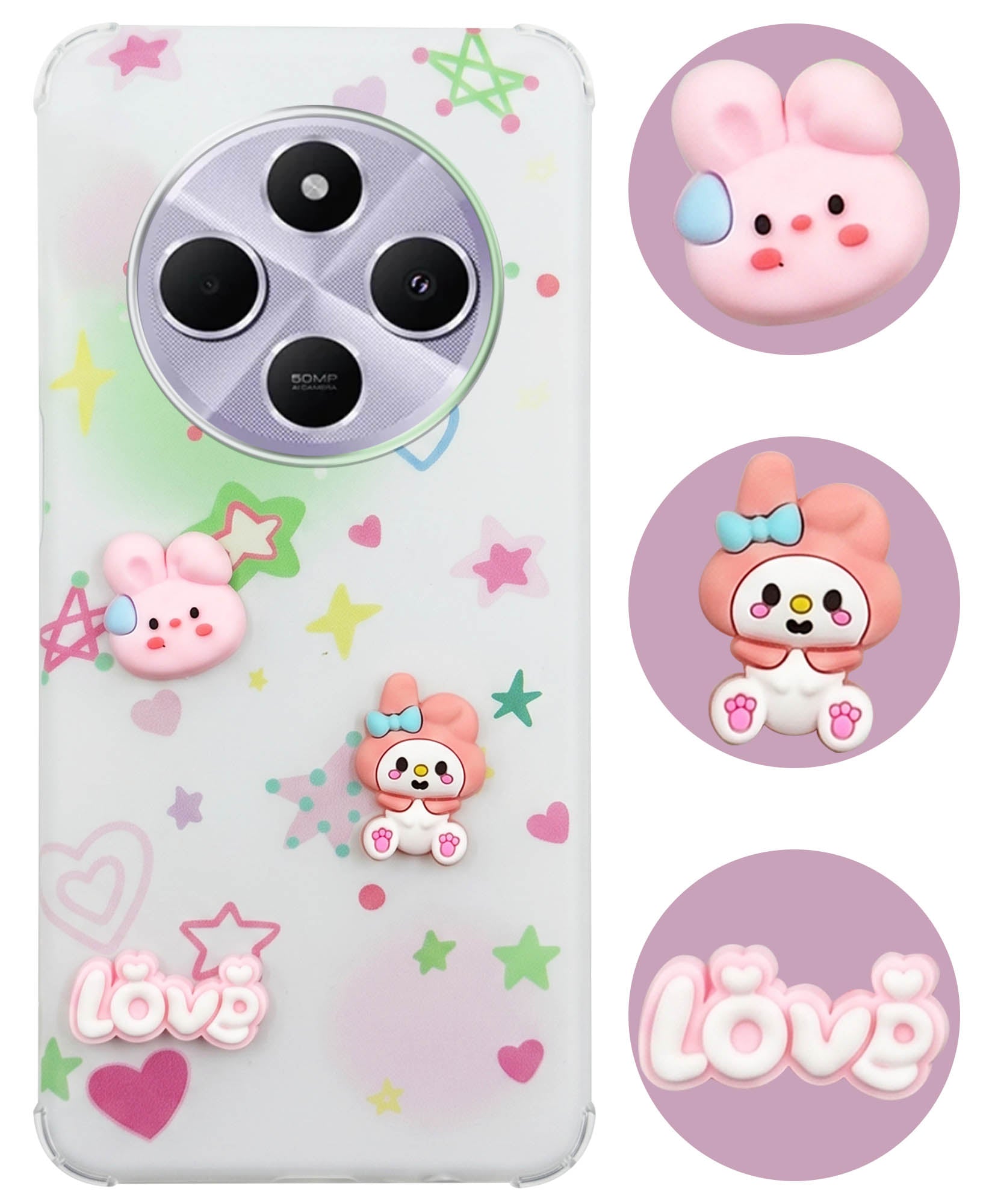 For Redmi A4 5G | Xiaomi Redmi 14C Back Cover Case (3D Cute Cartoons | Hard Back Side Soft | Matte Premium Finish | HD Printing)
