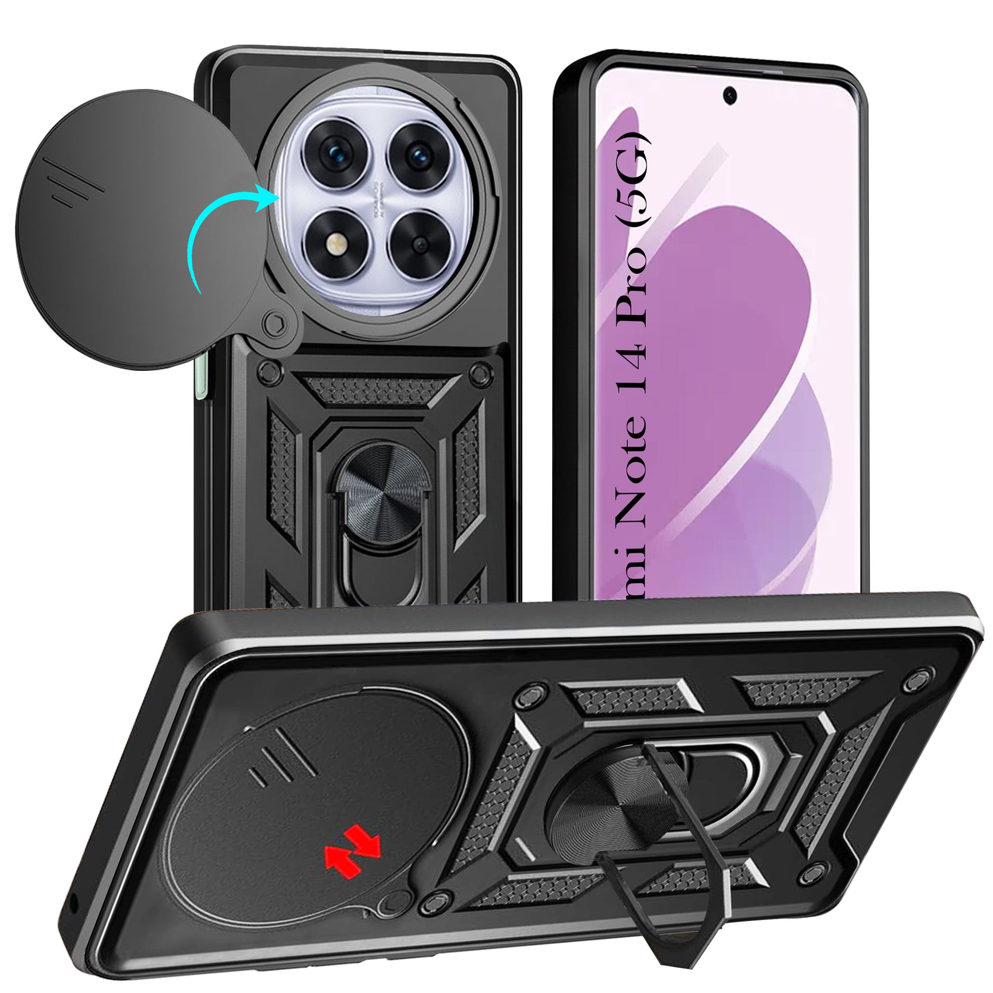 For Redmi Note 14 Pro Back Cover Case (Hybrid Dual Armor Polycarbonate)