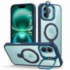 For Apple iPhone 16 Back Cover Case Crystal (Lifetime Anti Yellow | Magnetic Ring Stand | Camera Lens Protection | MagSafe Compatible)