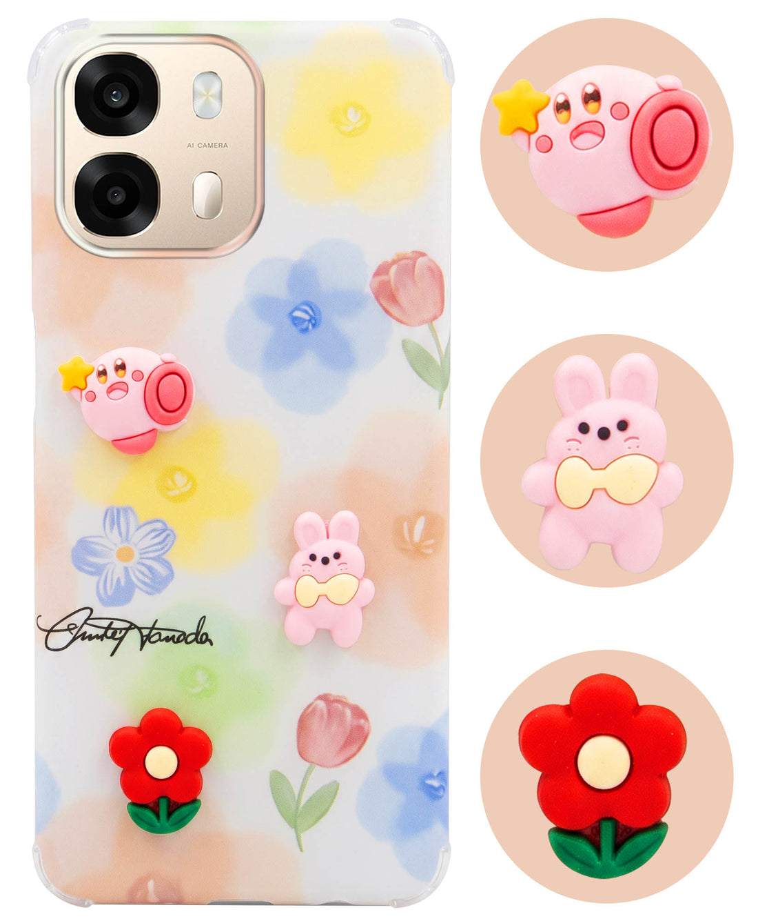For Oppo A6 Pro Back Cover Case (3D Cute Cartoons | Hard Back Side Soft | Matte Premium Finish | HD Printing)