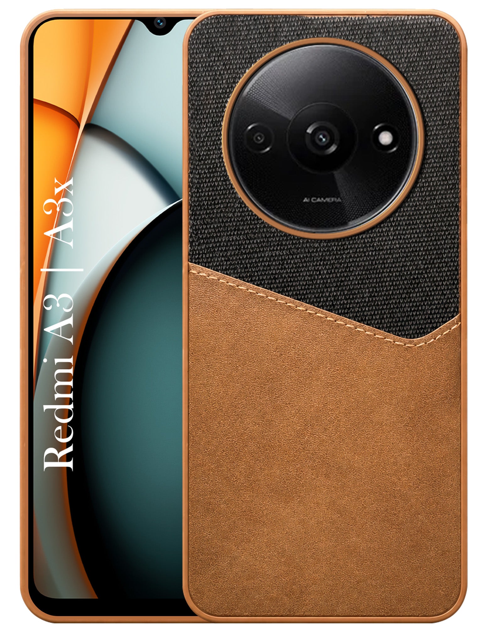 For Xiaomi Redmi A3 2024 | A3X Back Cover Case (Dual PU Leather Stitch | Professional Minimalist | Soft and Flexible)