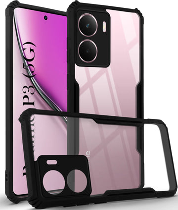 For Realme P3 Back Cover Case (Ultimate Shockproof Bumpers | Anti Yellow | Rugged Armor | Hybrid PC | Black )