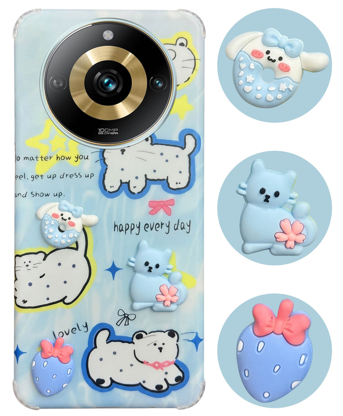 For Realme Narzo 60 Pro Back Cover Case (3D Cute Cartoons | Hard Back Side Soft | Matte Premium Finish | HD Printing)