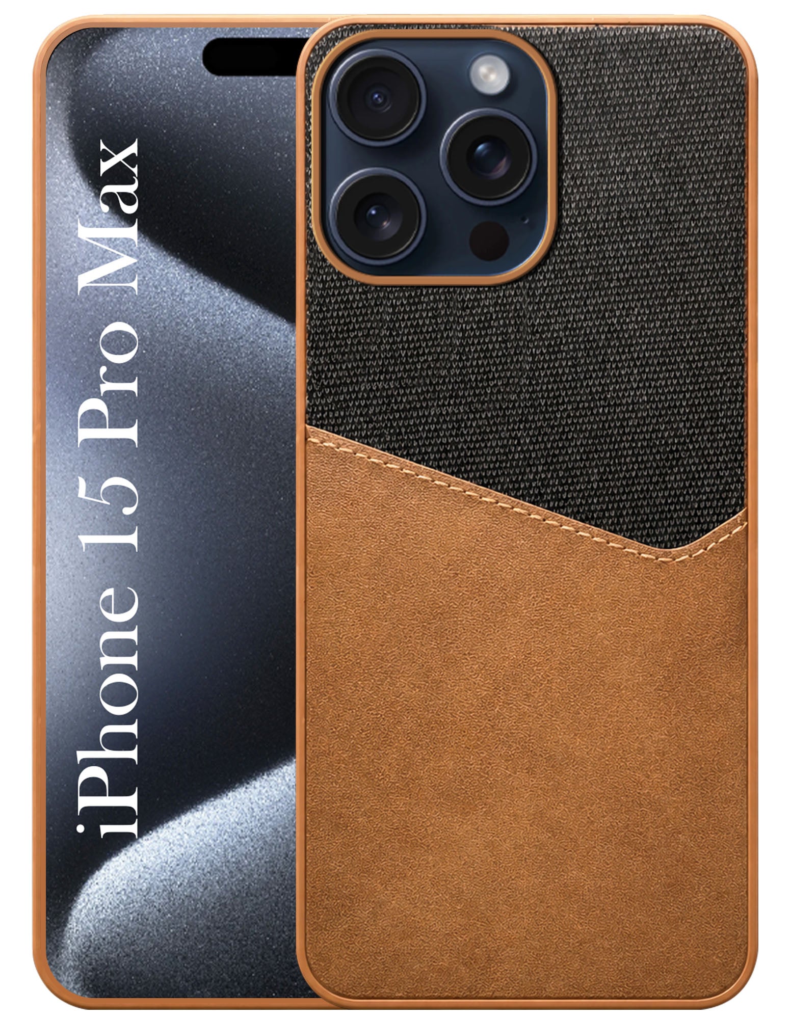 For Apple iPhone 15 Pro Max Back Cover Case (Dual PU Leather Stitch | Professional Minimalist | Soft and Flexible)