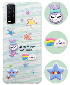 For Vivo Y20 | Y20i Back Cover Case (3D Cute Cartoons | Hard Back Side Soft | Matte Premium Finish | HD Printing)