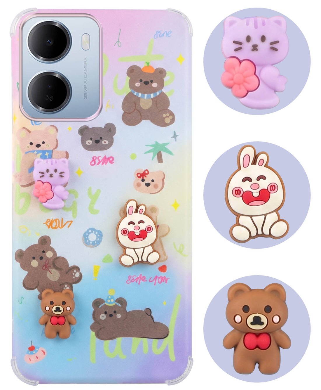 For Redmi 15A 5G Back Cover Case (3D Cute Cartoons | Hard Back Side Soft | Matte Premium Finish | HD Printing)