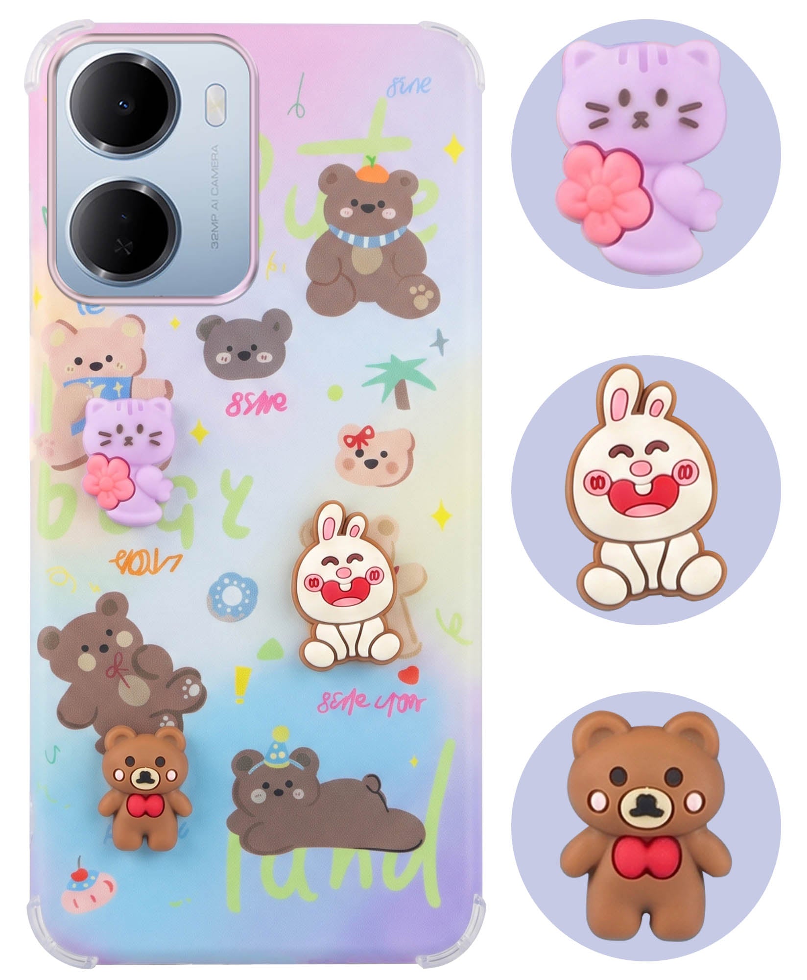For Redmi 15A 5G Back Cover Case (3D Cute Cartoons | Hard Back Side Soft | Matte Premium Finish | HD Printing)