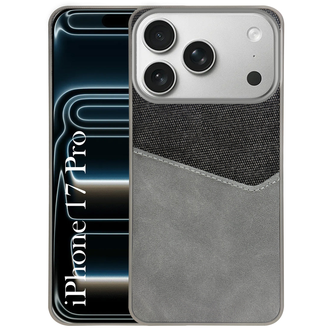 For Apple iPhone 17 Pro Back Cover Case (Dual PU Leather Stitch | Professional Minimalist | Soft and Flexible)