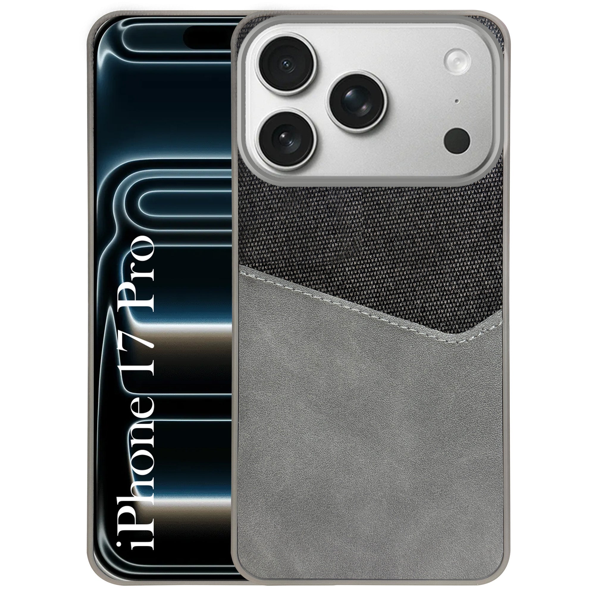 For Apple iPhone 17 Pro Back Cover Case (Dual PU Leather Stitch | Professional Minimalist | Soft and Flexible)