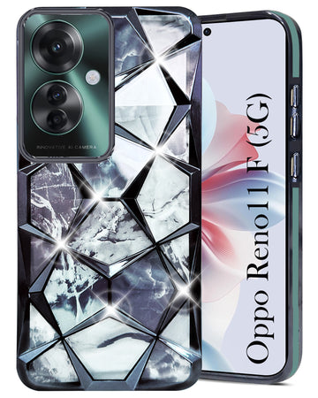For Oppo Reno11 F 5G | Oppo Reno 11F 5G Back Cover Case (Dual Design Glitter Sparkle and Detachable Diamond Print Case | Soft and Flexible)