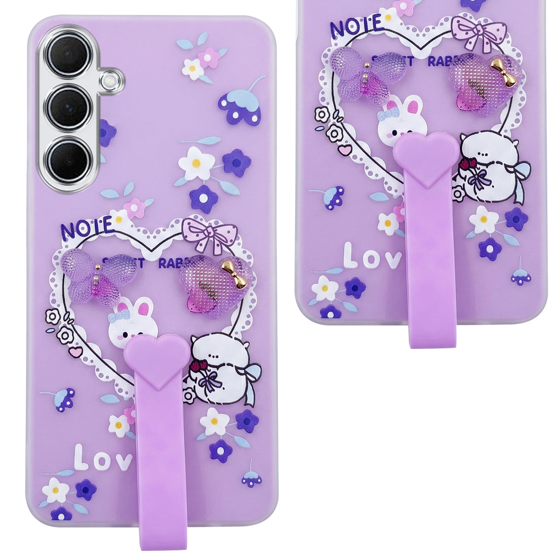 For Samsung Galaxy A35 5G Back Cover Case (3D Cute Heart Strap Holder | Camera Protection | Designer Girls Print)