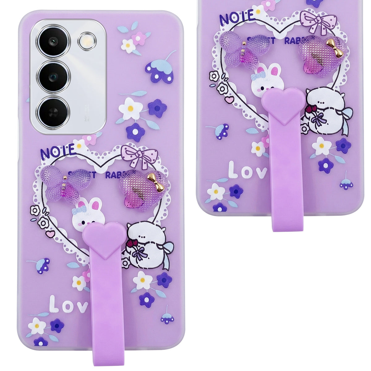 For Realme P4 Lite 5G | Narzo 100 Lite 5G Back Cover Case (3D Cute Heart Strap Holder | Camera Protection | Designer Girls Print)