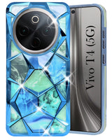 For Vivo T4 Back Cover Case ( Dual Design Glitter Sparkle and Detachable Diamond Print Case | Soft and Flexible)