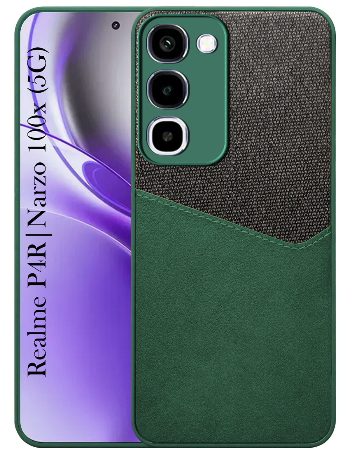 For Realme P4R 5G | Realme Narzo 100X 5G Back Cover Case (Dual PU Leather Stitch | Professional Minimalist | Soft and Flexible)