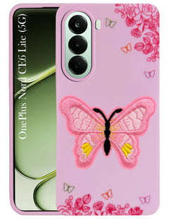 For OnePlus Nord CE 6 Lite Back Cover Case (Soft Butterfly Embroidery | Women Teen Girls | Camera Protection| Matte Silicone)