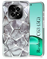 For Realme C63 5G Back Cover Case (Dual Design Glitter Sparkle and Detachable Diamond Print Case | Soft and Flexible)