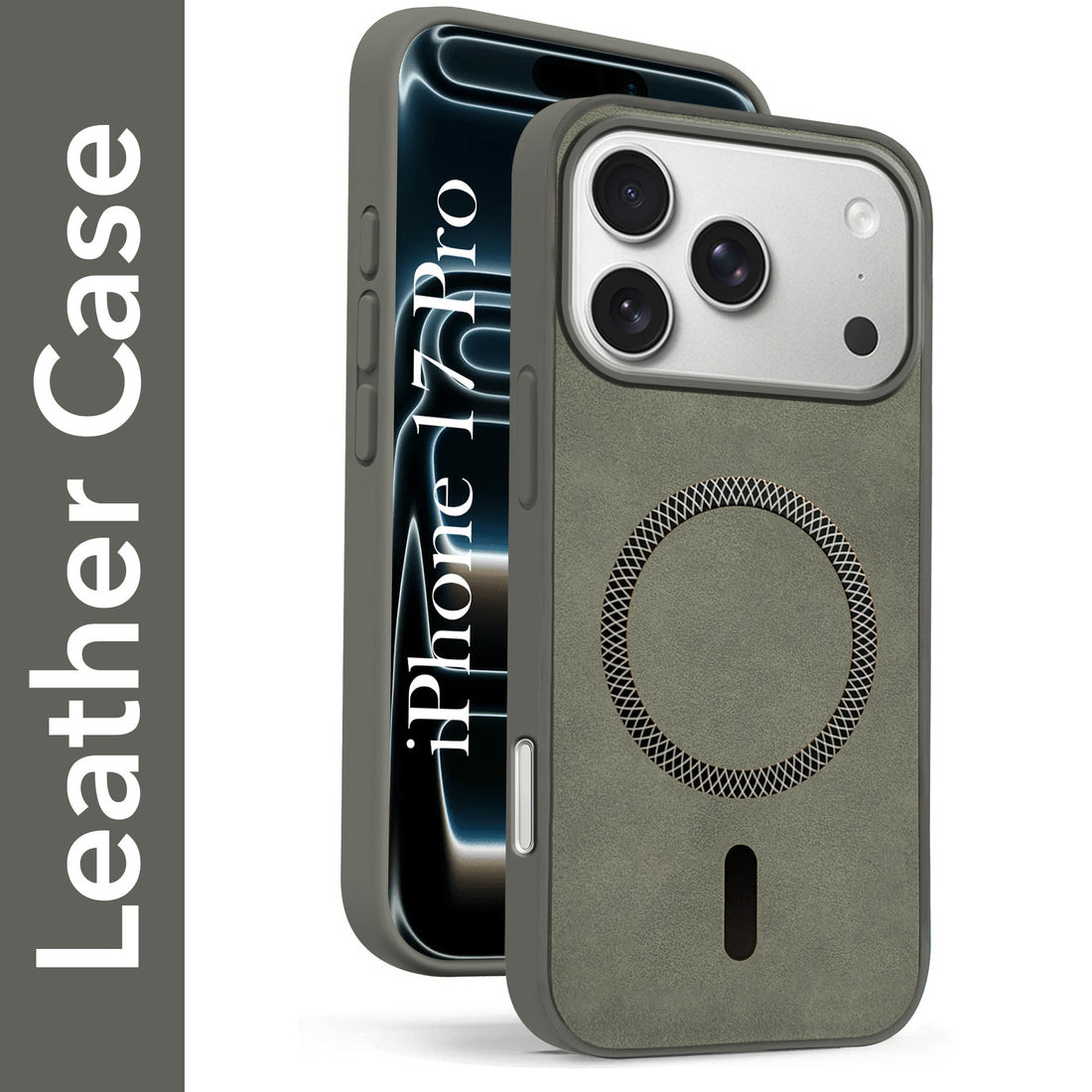 For Apple iPhone 17 Pro Back Cover Case Leather Finish (MagSafe Compatible Wireless Charging | Soft Touch | Camera Bump Protection)