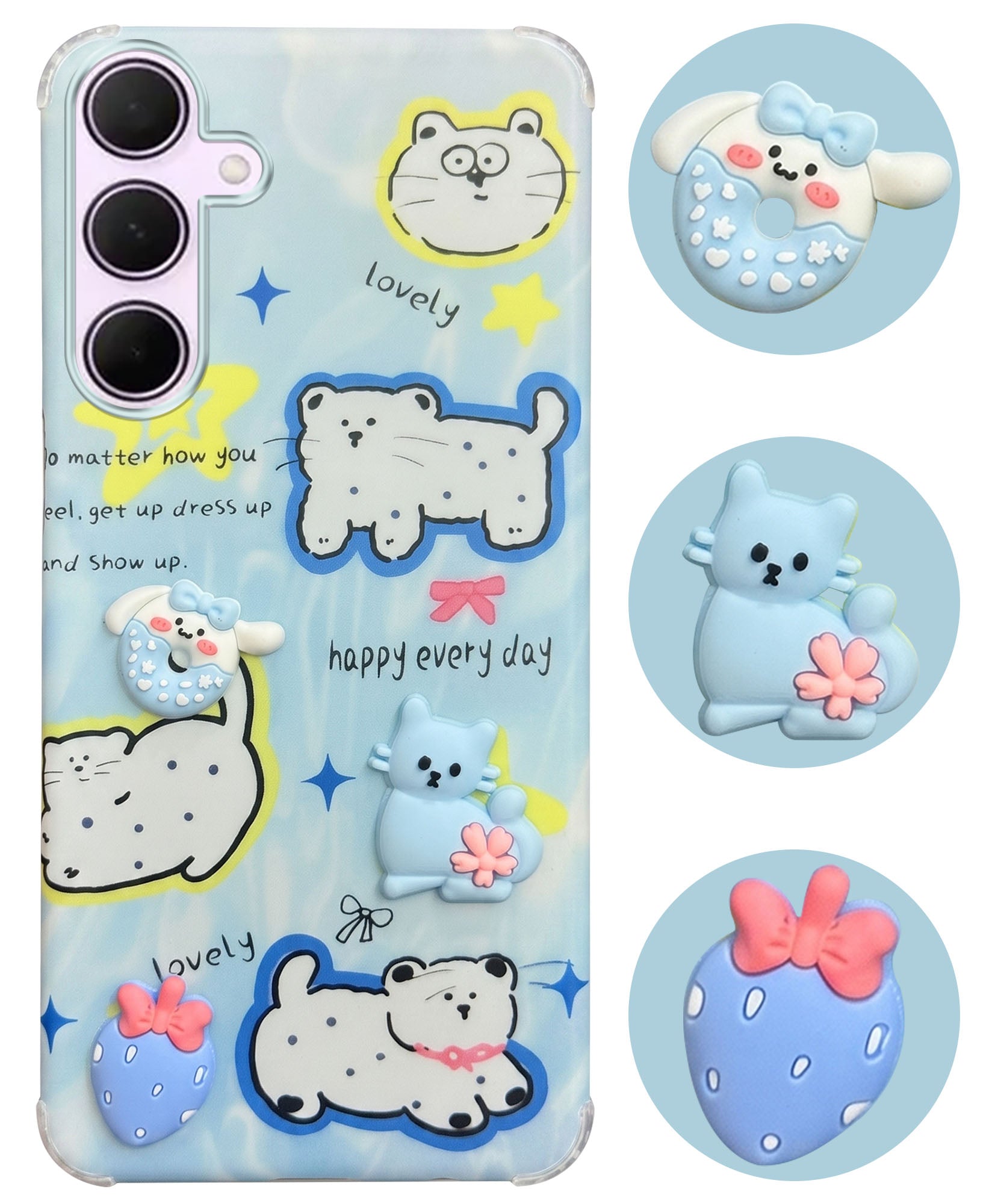 For Samsung Galaxy A35 5G Back Cover Case (3D Cute Cartoons | Hard Back Side Soft | Matte Premium Finish | HD Printing)