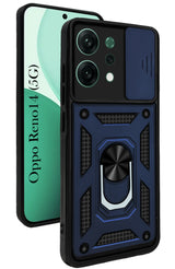 For Oppo Reno14 5G | Oppo Reno 14 5G Back Cover Case (Sliding Shutter Camera Protection | Polycarbonate |Ring Holder Kickstand)
