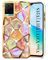 For Vivo Y33T | Vivo Y21T | Vivo Y21s Back Cover Case (Dual Design Glitter Sparkle and Detachable Diamond Print Case | Soft and Flexible)