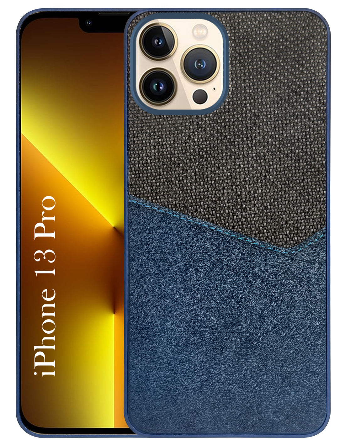 For Apple iPhone 13 Pro Back Cover Case (Dual PU Leather Stitch | Professional Minimalist | Soft and Flexible)