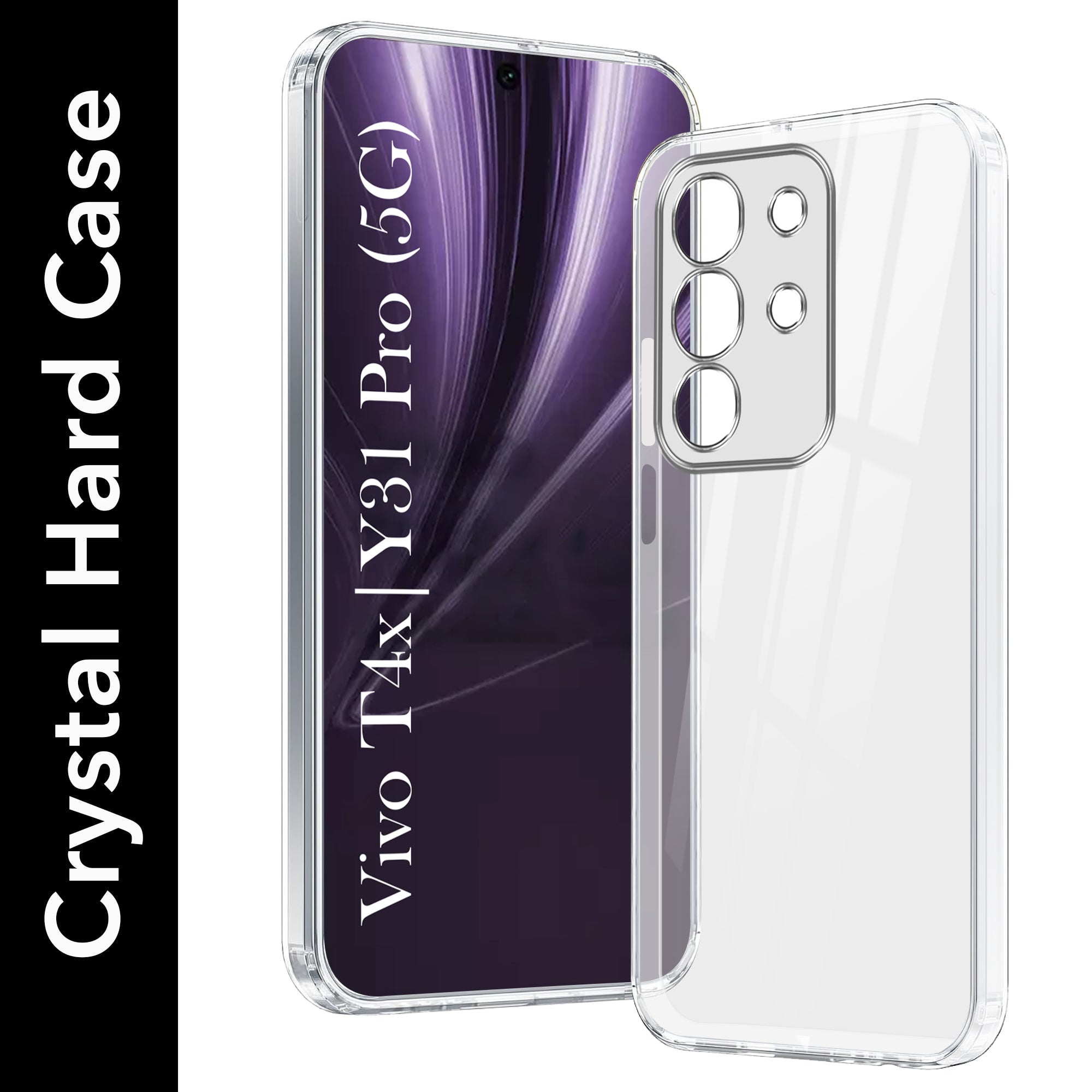 For Vivo T4x | Vivo Y31 Pro Back Cover Case (Hybrid Crystal Panel with Side Soft PU | Camera Protection | HD Clear Shockproof)