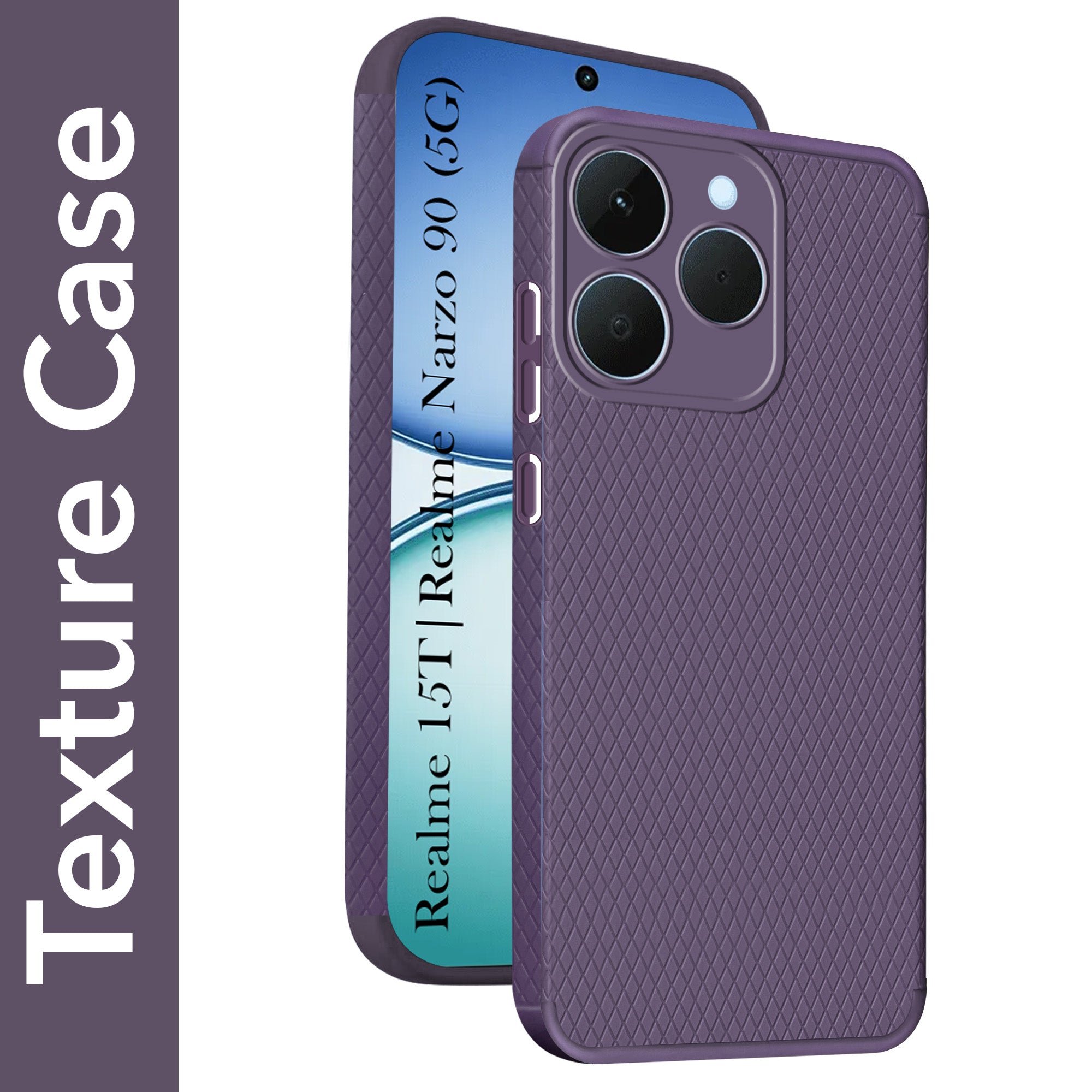 For Realme 15T | Realme Narzo 90 Back Cover Case(Camera Protection | Side Grip Texture | Soft and Flexible)