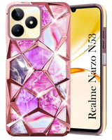 For Realme Narzo N53 Back Cover Case ( Dual Design Glitter Sparkle and Detachable Diamond Print Case | Soft and Flexible)