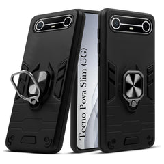 For Tecno Pova Slim Back Cover Case Hybrid Armor (Shockproof Dual Layer Polycarbonate |Ring Holder Kickstand)