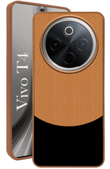 For Vivo T4 Back Cover Case (Elegant PU Leather Finish | Premium Minimalist Professional | Camera Protection Bump)
