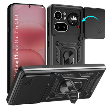 For Nothing Phone 4A Pro 5G Back Cover Case Hybrid Armor (Sliding Shutter Camera Protection | Polycarbonate |Ring Holder Kickstand)