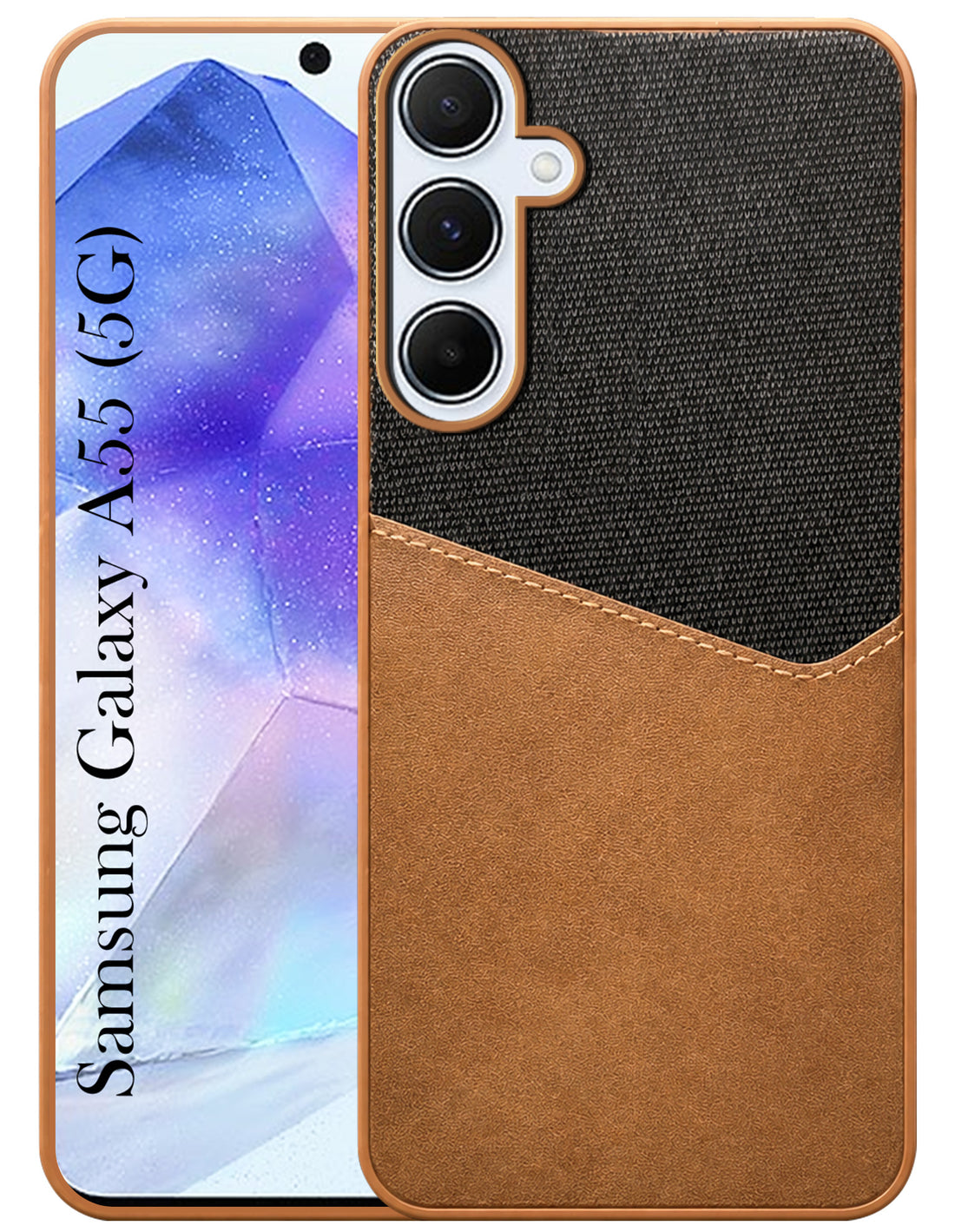 For Samsung Galaxy A55 5G Back Cover Case (Dual PU Leather Stitch | Professional Minimalist | Soft and Flexible)