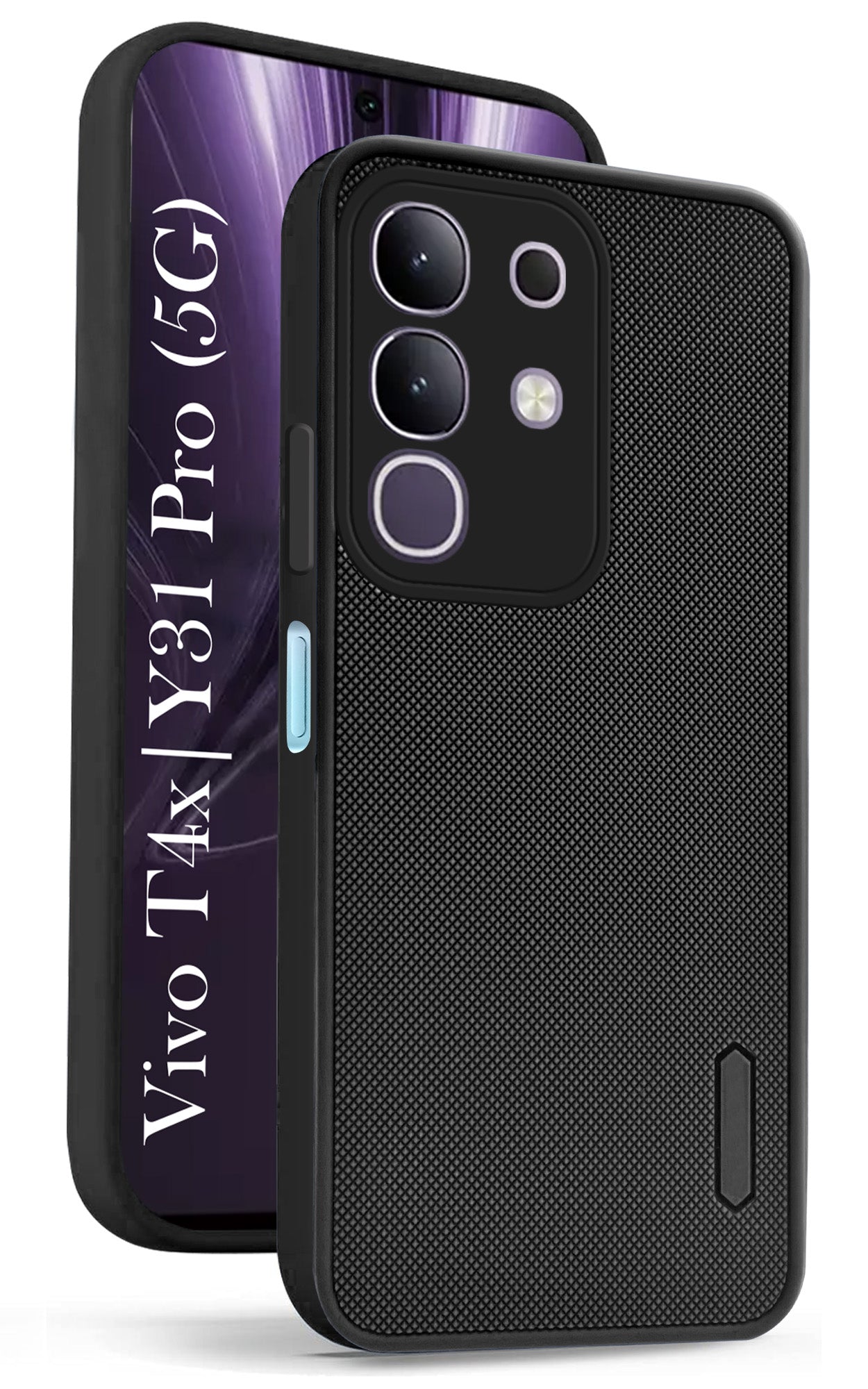 For Vivo T4x | Vivo Y31 Pro Back Cover Case (Textured Grip Design | Camera Protetion | Slim and Light Weight | Soft Touch and Feel | Black )