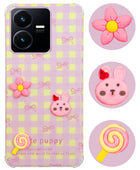 For Vivo Y22 | Vivo Y22s Back Cover Case (3D Cute Cartoons | Hard Back Side Soft | Matte Premium Finish | HD Printing)