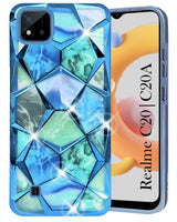 For Realme C20 | Realme C20A Back Cover Case (Dual Design Glitter Sparkle and Detachable Diamond Print Case | Soft and Flexible)